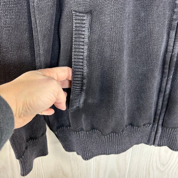 Cabela's Men's Cardigan Sweater SZ L Black Gray Grunge Mineral Wash Faded Look - Picture 2 of 8